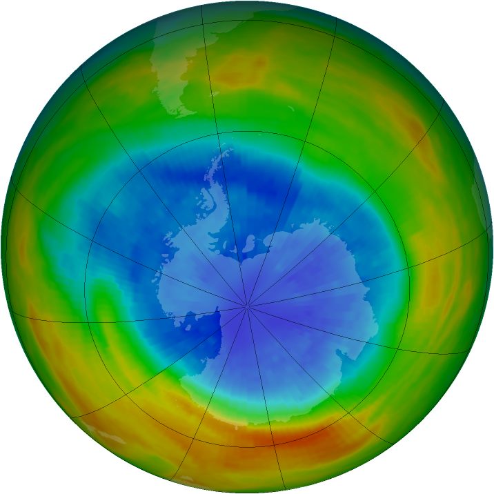 Antarctic ozone map for 17 September 1984